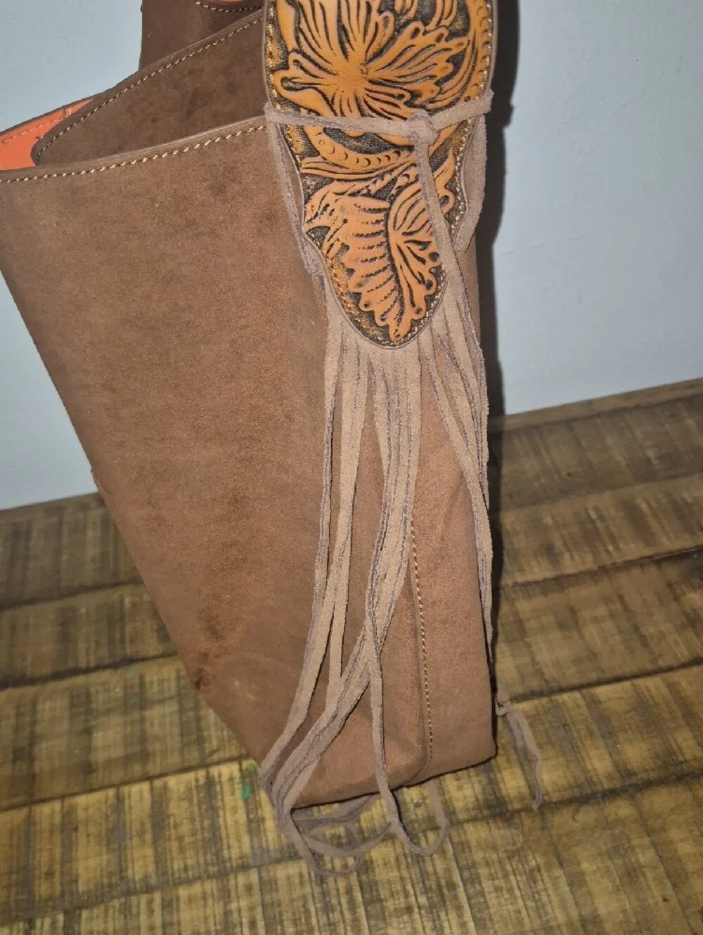 Sale NWOT Wrangler Brown Suede HOBO Bag With Orange Strap Lining